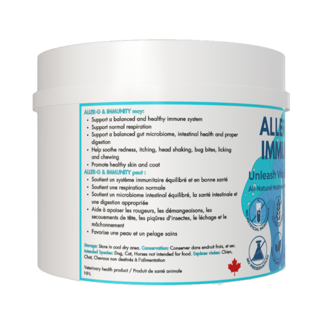 Myco Canine dog supplements allergies immunity immune skin rash gut health probiotics mushrooms chaga turkey tail cordyceps reishi lion's mane health