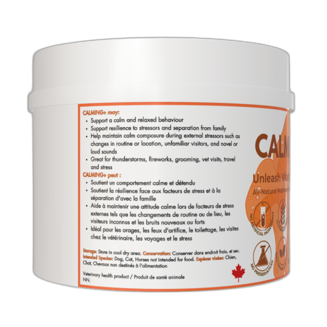 Myco Canine dog supplements calming, stress, anxiety, pain relief, arthritis, allergies immunity immune skin rash hip and knee joints injury and surgery recovery rehab allergies immunity immune gut health probiotics mushrooms chaga turkey tail cordyceps reishi lion's mane health