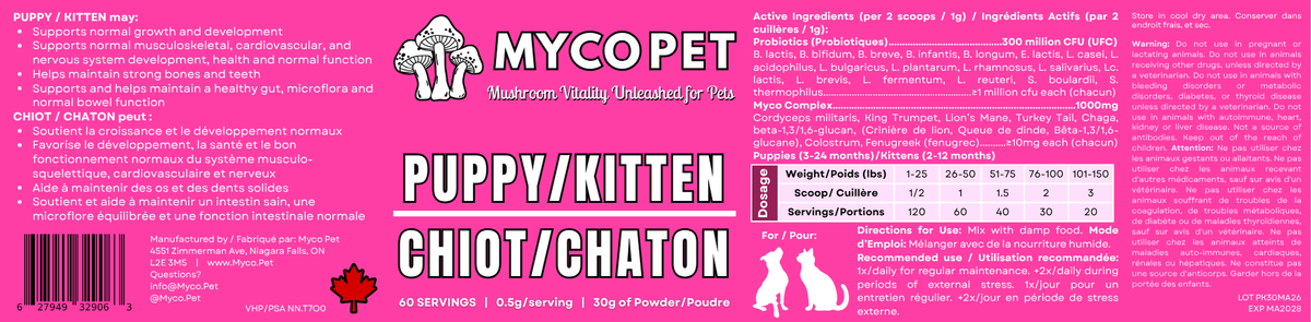 Puppy/Kitten Formula: For developing bodies and minds. Give them the best start to life!