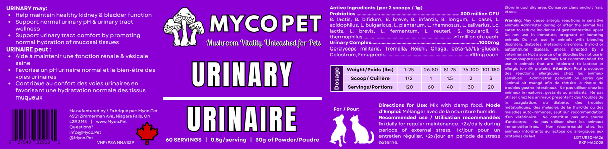 Urinary Support – Powder Topper for Dogs & Cats